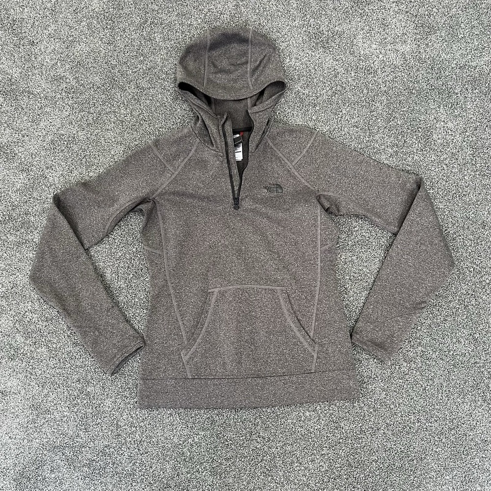 The North Face Hoodie Pullover Gray Womens Small Athletic 1/4 Zip Sweatshirt